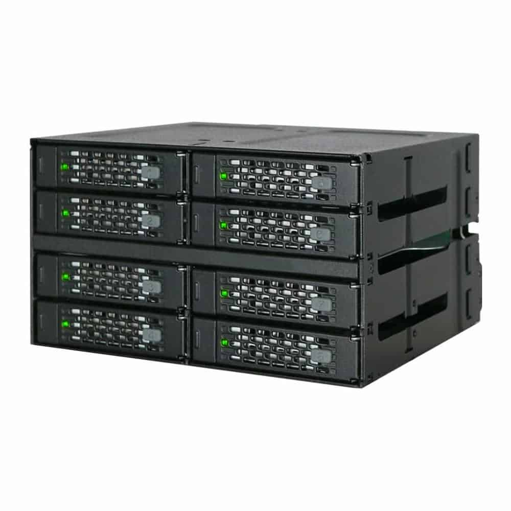 ICY DOCK ToughArmor MB508SP-B, 8 Bay 2 x 2.5 SATA-SAS HDD-SSD Mobile Rack, Industrial Full Metal